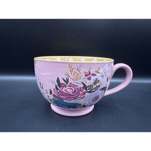 Matilda Jane Pink Floral Mug Yellow Polkadot Inside 20 Oz Double Sided~RARE